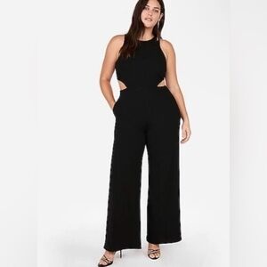 BB Dakota Black Manele Side Cut Out Sleeveless Crepe Wide Leg Jumpsuit